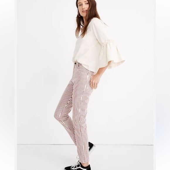 Madewell Pants - MADEWELL | High rise slim crop boyJean in Luca stripe | size 30